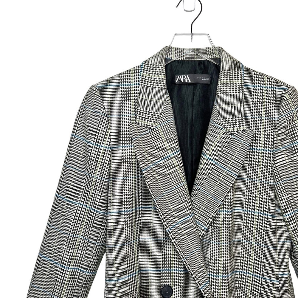Zara Gray Glenn Plaid Oversized Women’s Boyfriend Fit Quiet Luxury Blazer Sz XS - Picture 3 of 13
